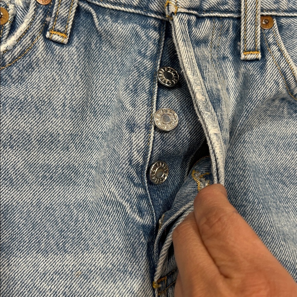 Agolde Frayed Light Blue Jean Shorts PARKER VINTAGE CUT OFF SHORT SWAPMEET Sz25 - Picture 4 of 12